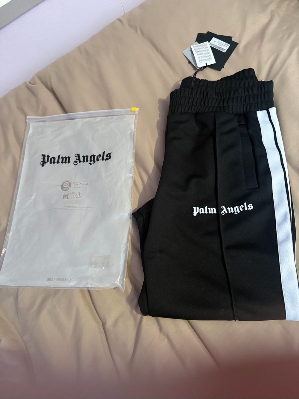 Palm Angels Black Joggers with White Side Stripe